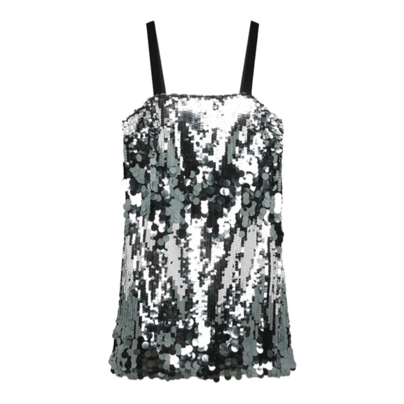 NWT ZARA Blogger Favorite Silver Ombre Sequin Sleeveless Mini Dress Medium - Picture 7 of 9